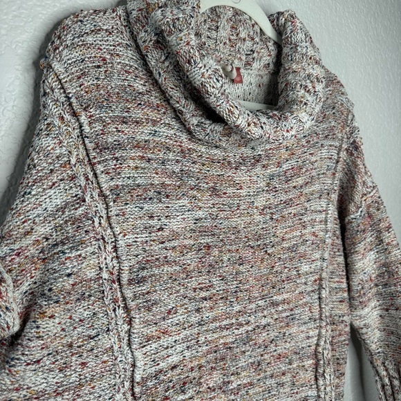 Anthropologie Pilcro Multicolor Chunky Cowl Neck Sweater | Marled Knit Small - Picture 5 of 10